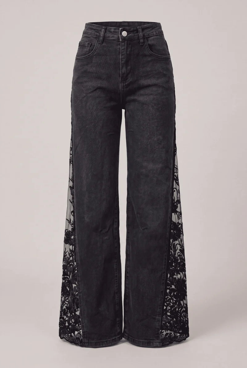 Front view of the wide-leg cut